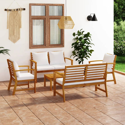 5 pcs conjunto lounge de jardim c/ almofadões acácia maciça