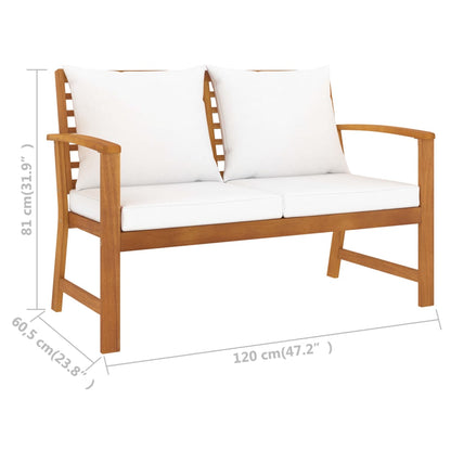 3 pcs conjunto de lounge de jardim com almofadões acácia maciça