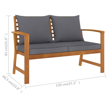 3 pcs conjunto de lounge de jardim com almofadões acácia maciça