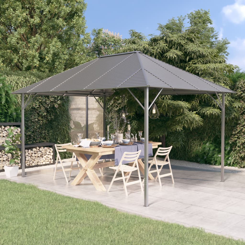 Gazebo com telhado 4x3 m antracite