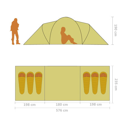 Tenda de campismo para 6 pessoas azul e verde