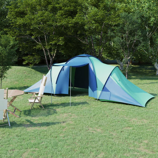 Tenda de campismo para 6 pessoas azul e verde