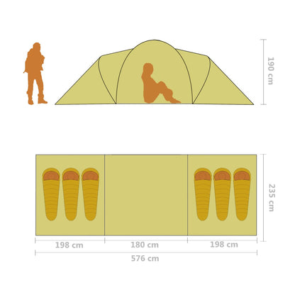 Tenda de campismo para 6 pessoas azul e amarelo