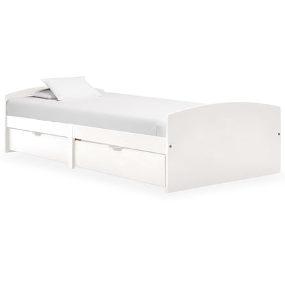 Estrutura de cama com 2 gavetas 90x200 cm pinho maciço branco