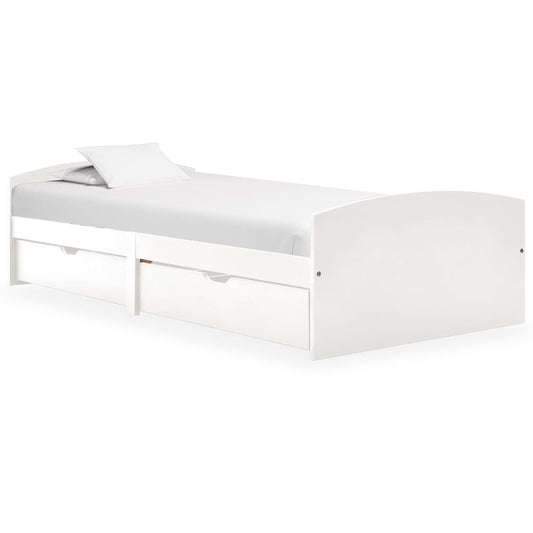 Estrutura de cama com 2 gavetas 90x200 cm pinho maciço branco