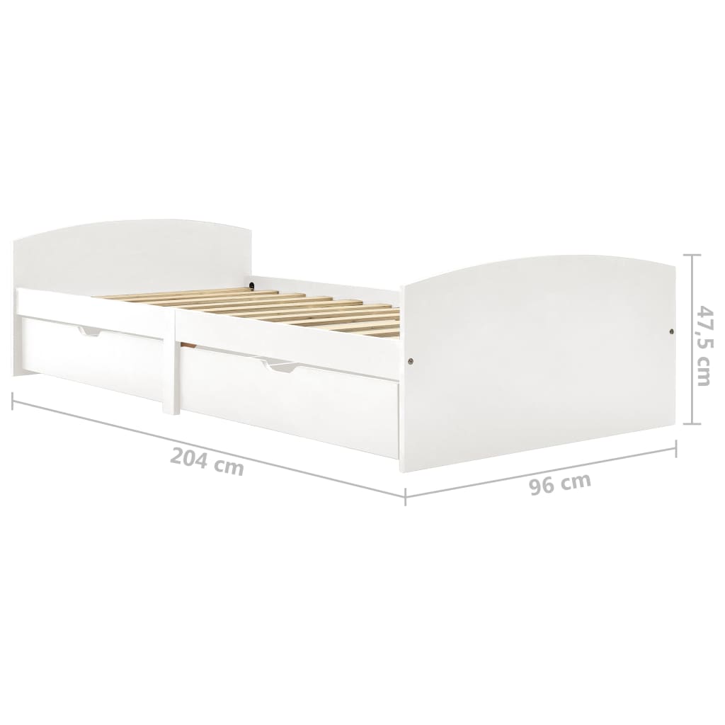 Estrutura de cama com 2 gavetas 90x200 cm pinho maciço branco