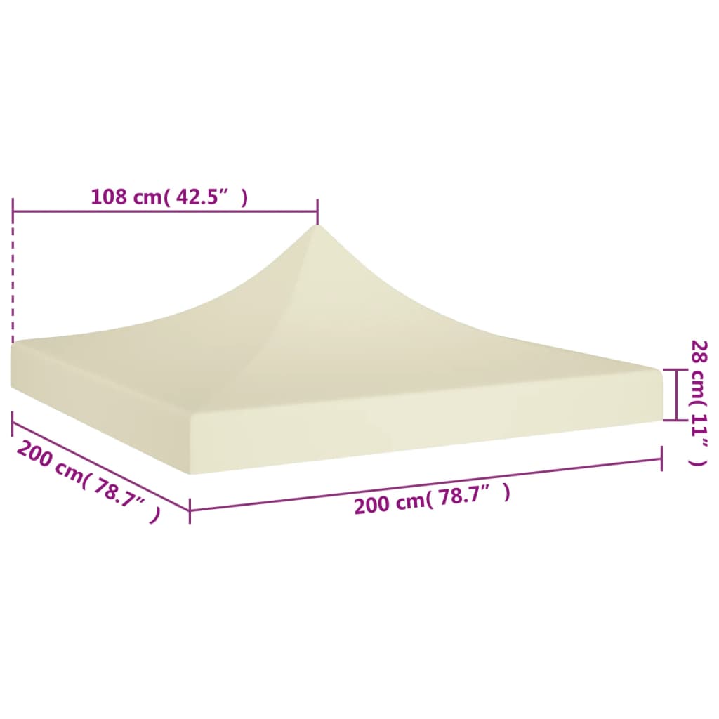 Teto para tenda de festas 2x2 m 270 g/m² cor creme