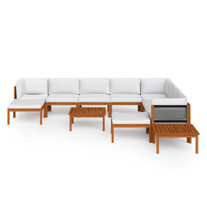 12 pcs conjunto lounge jardim c/ almofadões acácia maciça creme