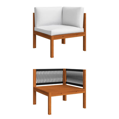 4 pcs conjunto lounge jardim c/ almofadões acácia maciça creme