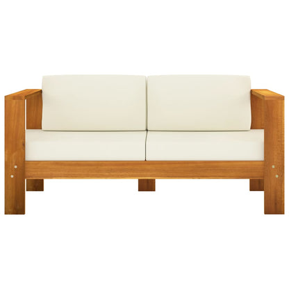 4 pcs conj. lounge de jardim c/ almofadões branco nata acácia