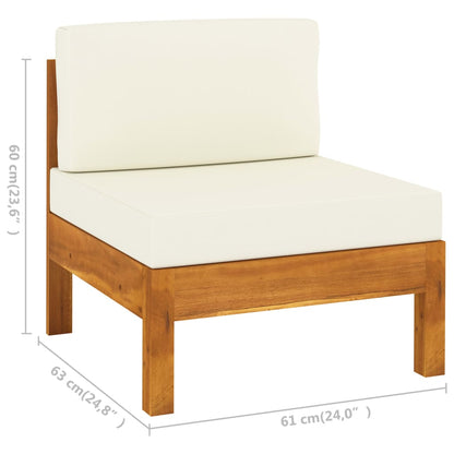 6 pcs conj. lounge de jardim c/ almofadões branco nata acácia