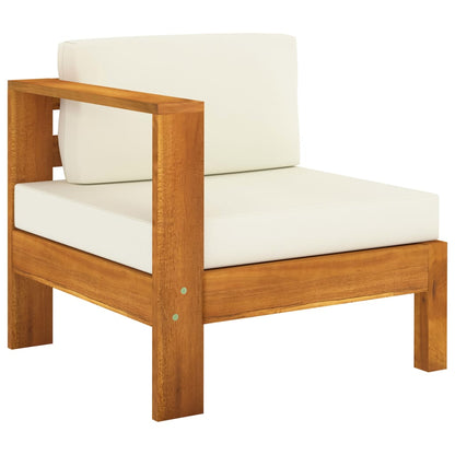 8 pcs conj. lounge de jardim c/ almofadões branco nata acácia