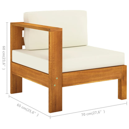 8 pcs conj. lounge de jardim c/ almofadões branco nata acácia