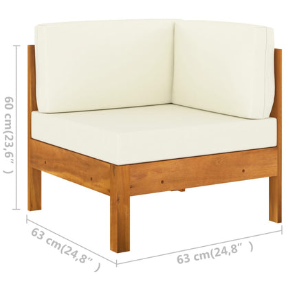 8 pcs conj. lounge de jardim c/ almofadões branco nata acácia