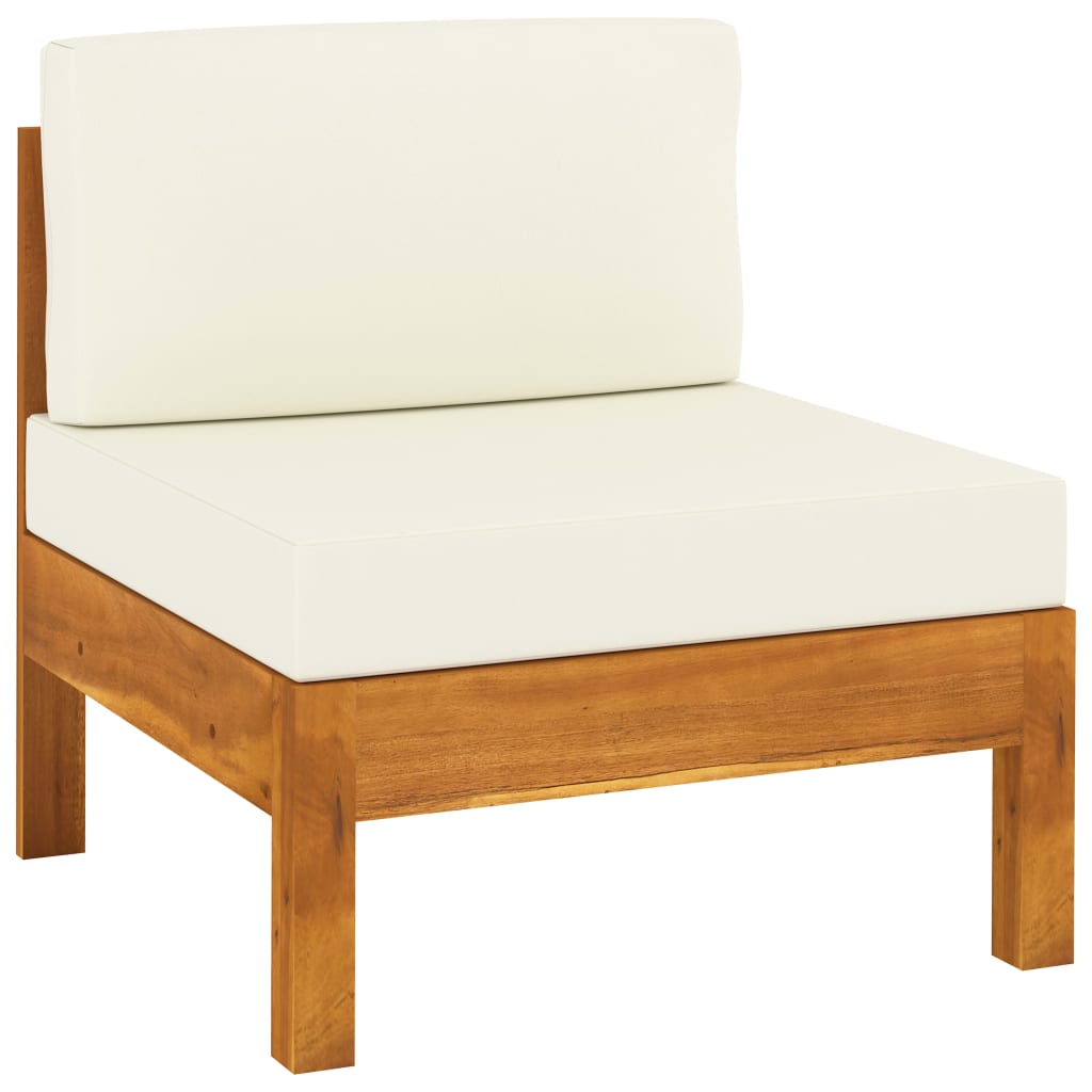 8 pcs conj. lounge de jardim c/ almofadões branco nata acácia