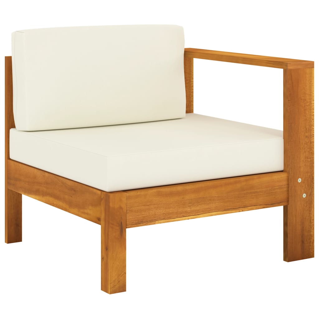 8 pcs conj. lounge de jardim c/ almofadões branco nata acácia