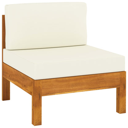 8 pcs conj. lounge de jardim c/ almofadões branco nata acácia