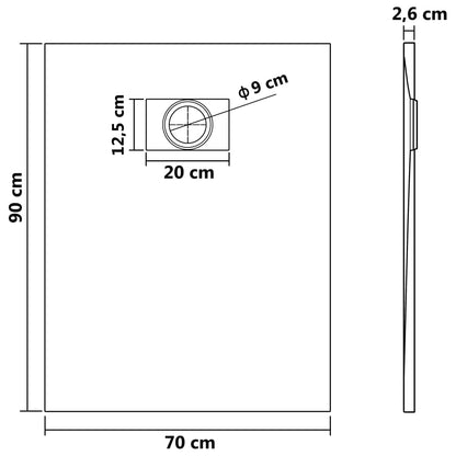 Base de Chuveiro SMC - Castanho - 90x70 cm