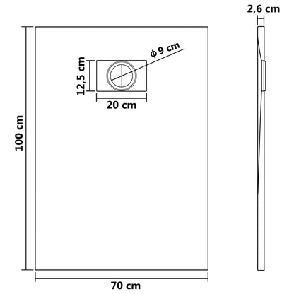 Base de Chuveiro SMC - Castanho - 100x70 cm