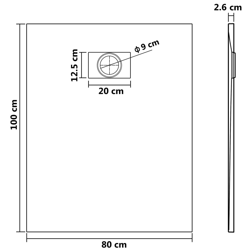 Base de Chuveiro SMC - Castanho - 100x80 cm