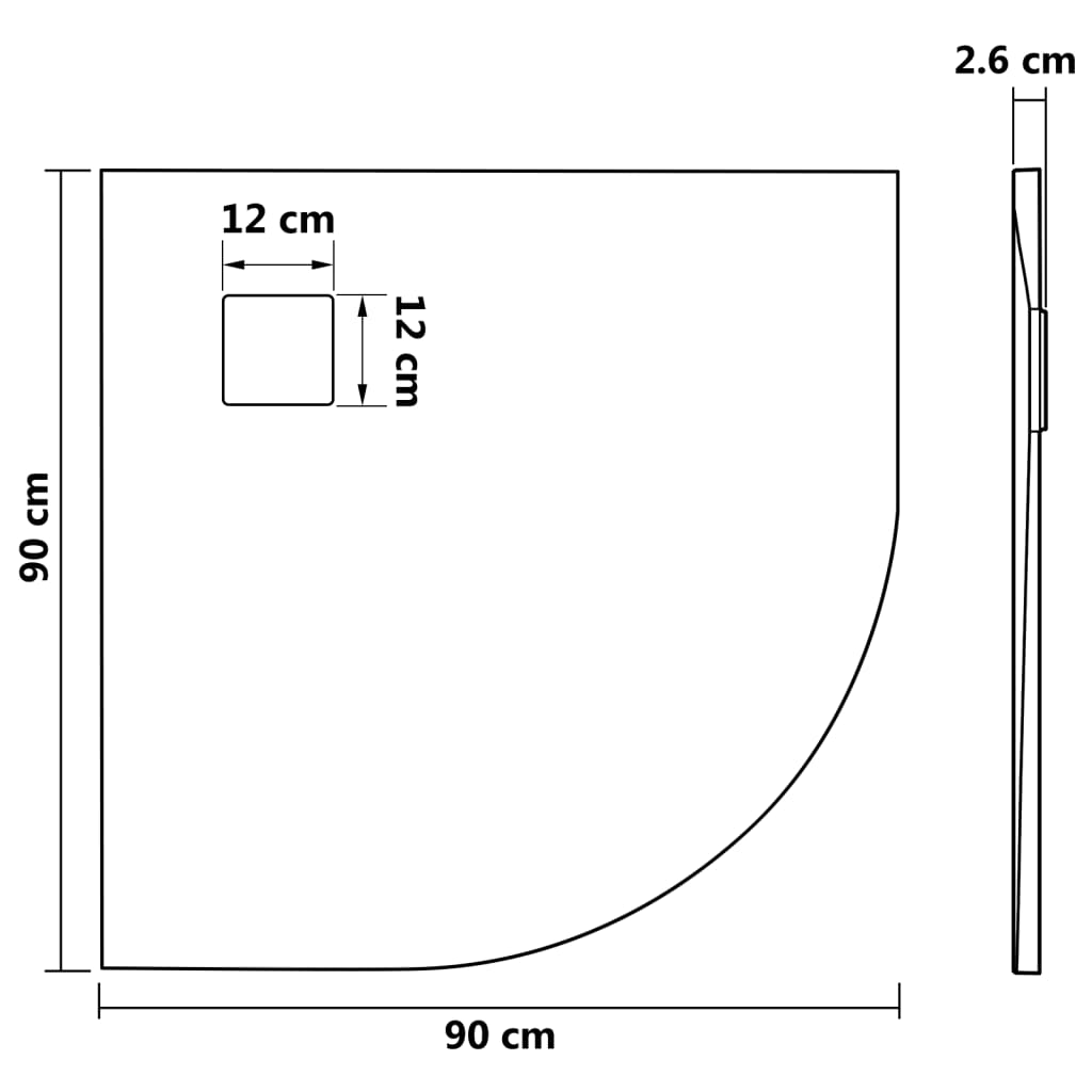 Base de chuveiro SMC 90x90 cm castanho