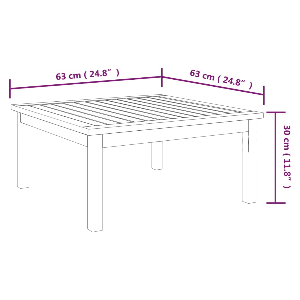 Mesa lounge de jardim 63x63x30 cm madeira de acácia maciça