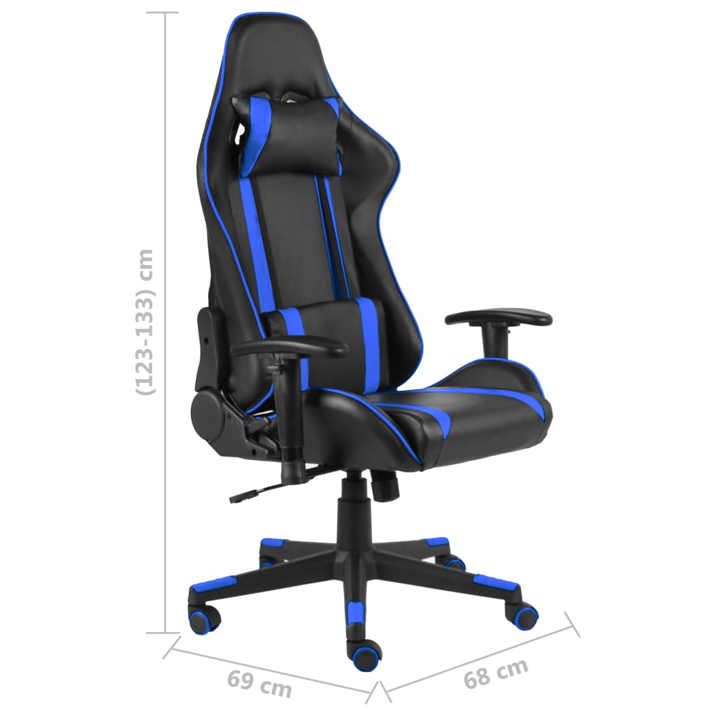 Cadeira de gaming giratória PVC azul