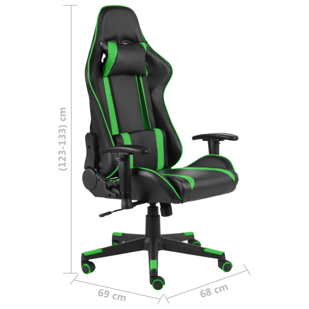 Cadeira de gaming giratória PVC verde