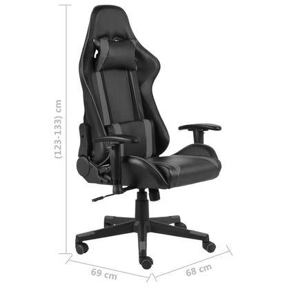 Cadeira de gaming giratória PVC cinzento