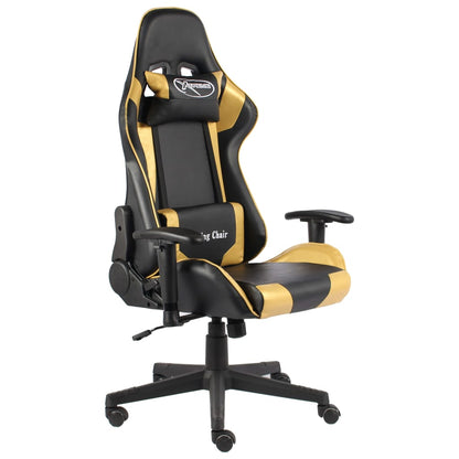 Cadeira de gaming giratória PVC dourado