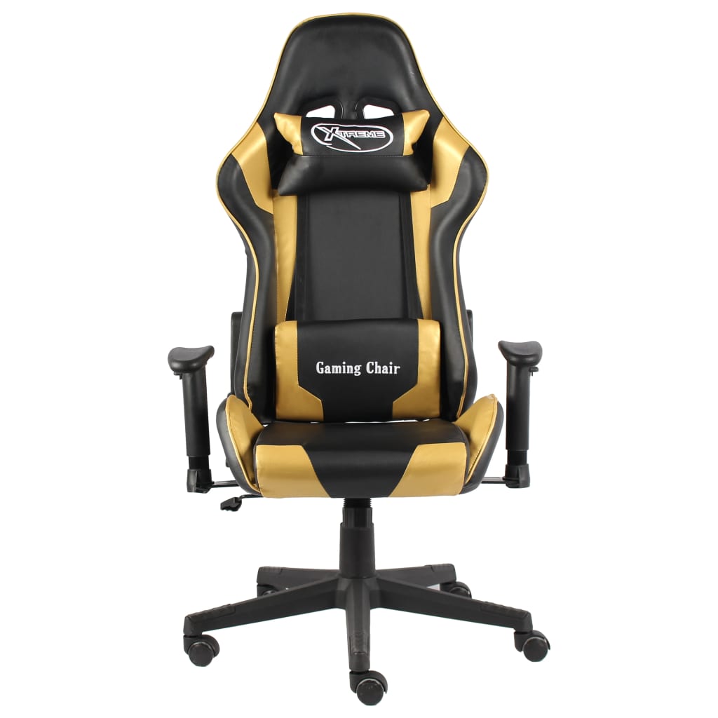 Cadeira de gaming giratória PVC dourado