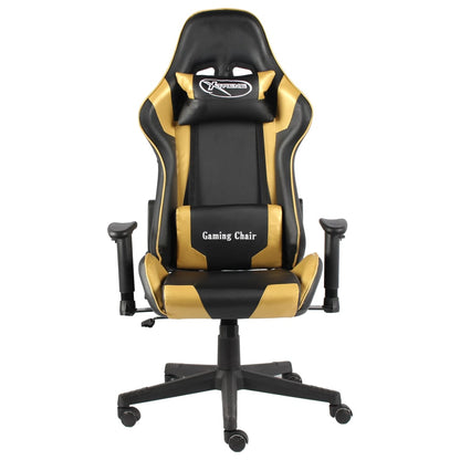 Cadeira de gaming giratória PVC dourado