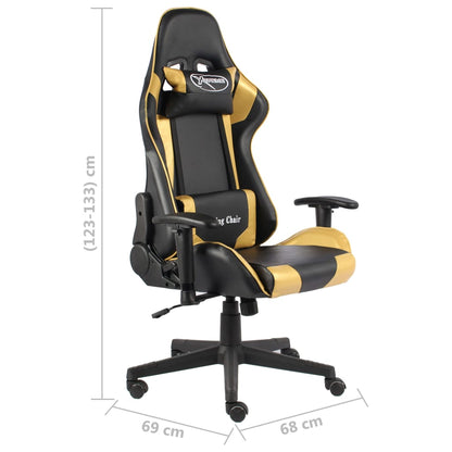 Cadeira de gaming giratória PVC dourado