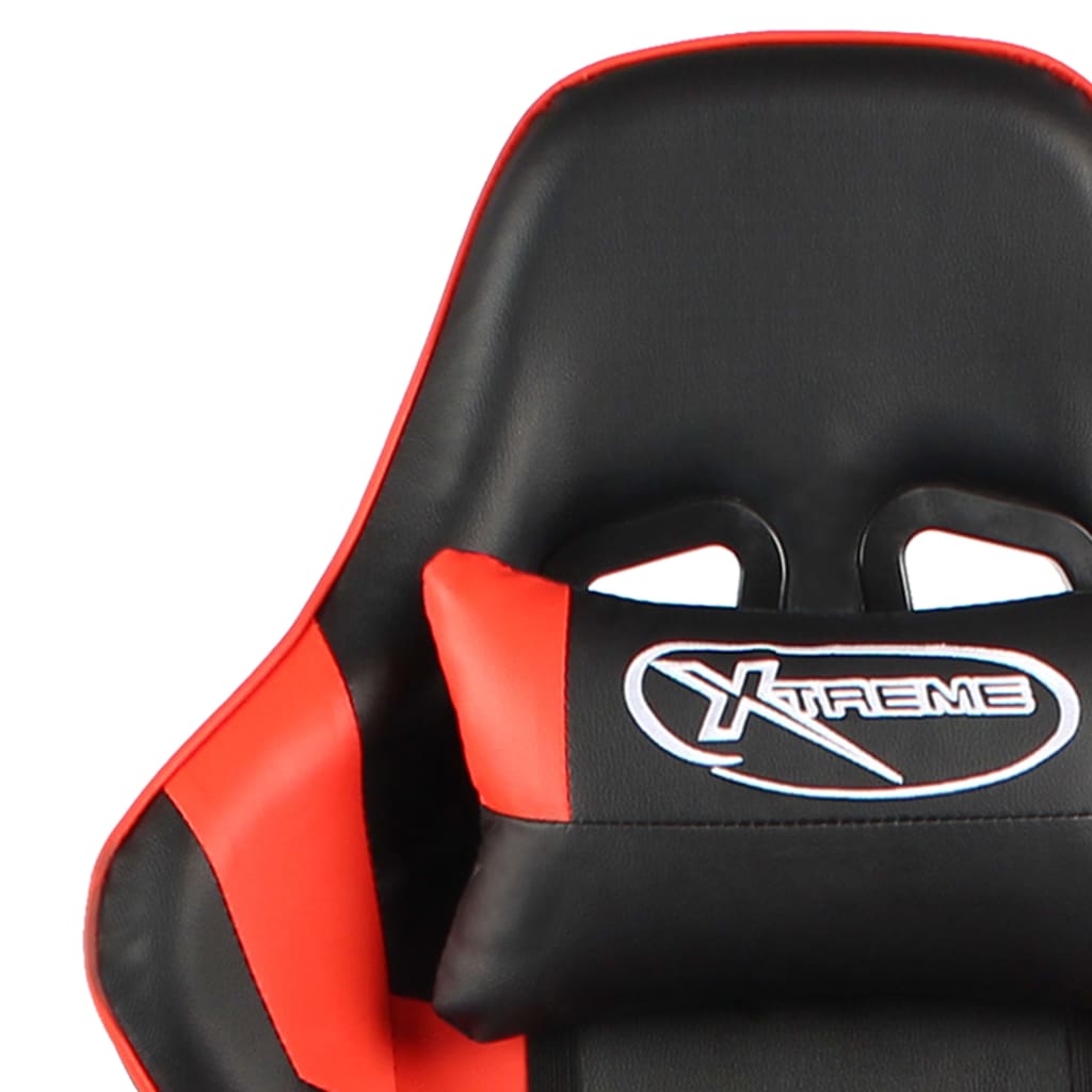 Cadeira de gaming giratória com apoio de pés PVC vermelho