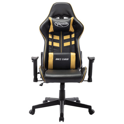 Cadeira de gaming couro artificial preto e dourado