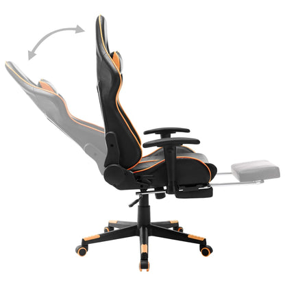 Cadeira gaming c/ apoio de pés couro artificial preto/laranja