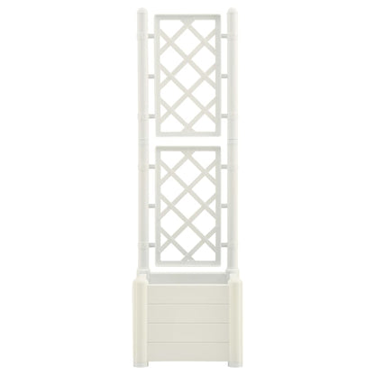 Vaso/floreira de jardim com treliça 43x43x142 cm PP branco