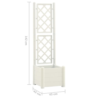 Vaso/floreira de jardim com treliça 43x43x142 cm PP branco