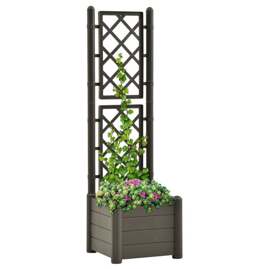 Vaso/floreira de jardim com treliça 43x43x142 cm PP antracite