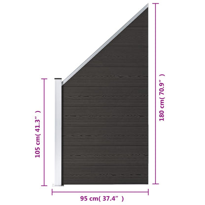 Painel de vedação WPC 95x(105-180) cm preto