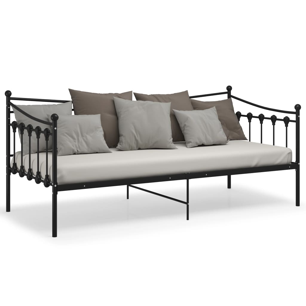 Sofá-cama 90x200 cm metal preto