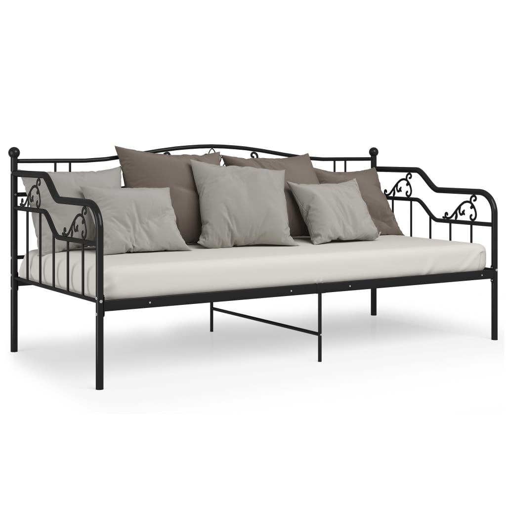 Sofá-cama 90x200 cm metal preto