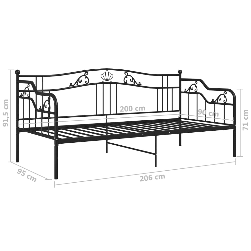 Sofá-cama 90x200 cm metal preto