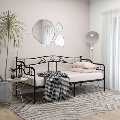 Sofá-cama 90x200 cm metal preto