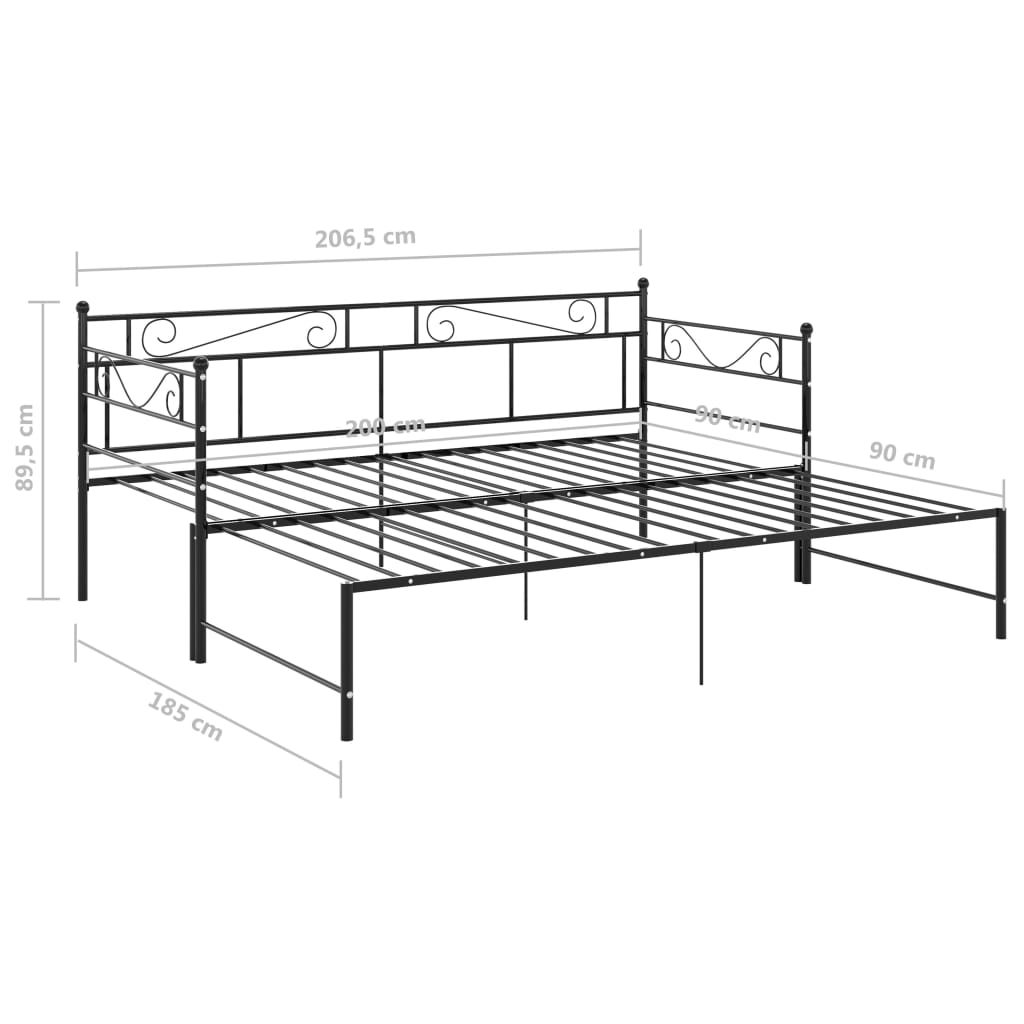 Estrutura sofá-cama de puxar 90x200 cm metal preto