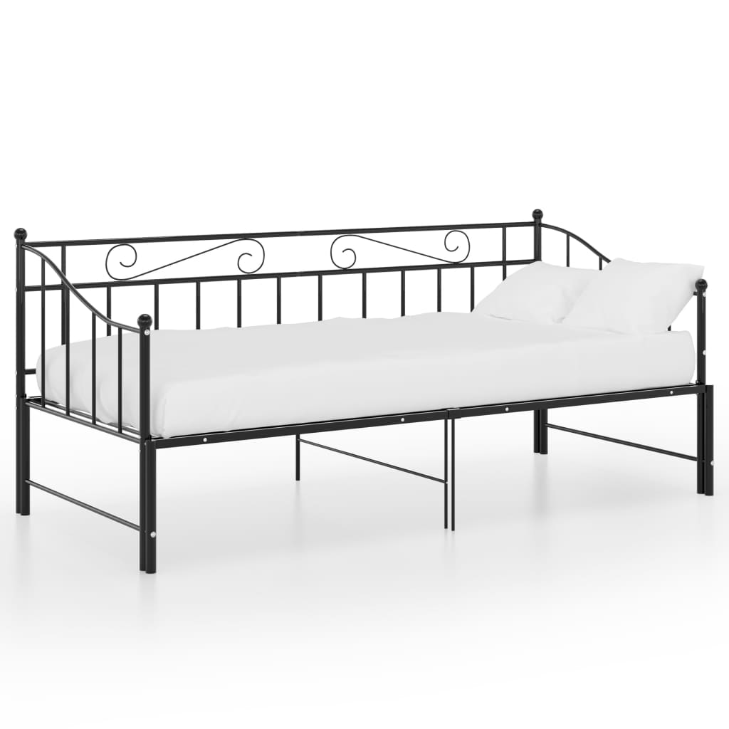 Estrutura sofá-cama de puxar 90x200 cm metal preto