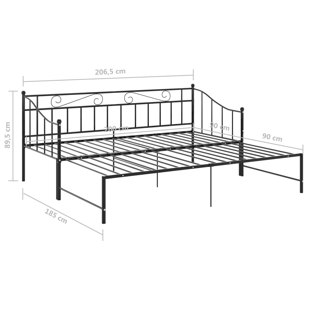 Estrutura sofá-cama de puxar 90x200 cm metal preto