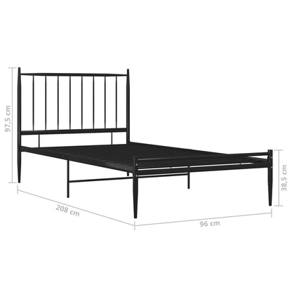 Estrutura de Cama Form em Metal Preto - 90x200 cm - Design Industrial