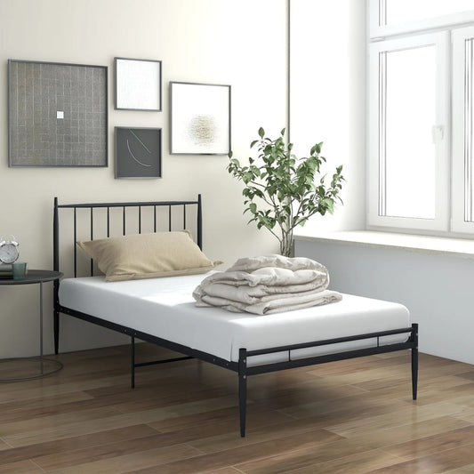 Estrutura de Cama Form em Metal Preto - 90x200 cm - Design Industrial