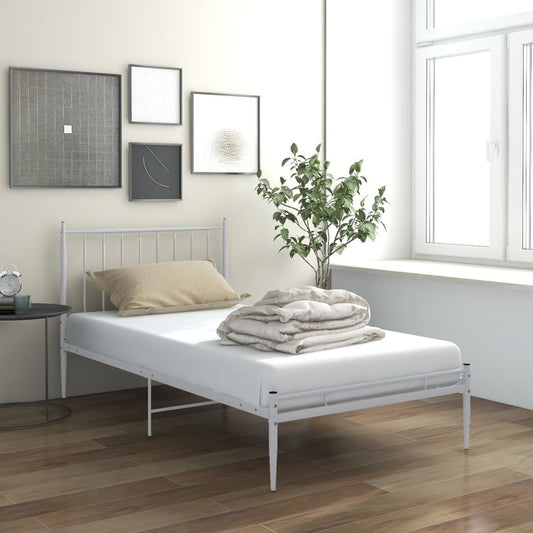 Estrutura de Cama Form em Metal Branco - 90x200 cm - Design Industrial